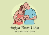 Young Happy Parents Postcard