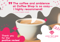 Quirky Cafe Testimonial Postcard