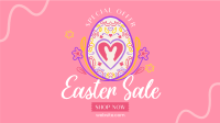 Floral Egg with Easter Bunny and Shapes Sale Facebook Event Cover