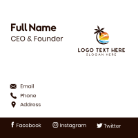 Airplane Palm Tree Beach Business Card Image Preview