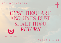 Minimalist Ash Wednesday Postcard