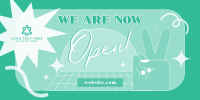 We Are Now Open Twitter Post