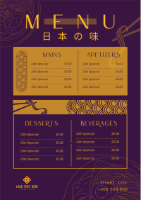 Oriental Cuisine Menu