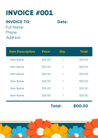 Colorful Flowers Invoice