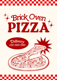 Retro Brick Oven Pizza Poster