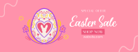 Floral Egg with Easter Bunny and Shapes Sale Facebook Cover