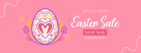 Floral Egg with Easter Bunny and Shapes Sale Facebook Cover Image Preview