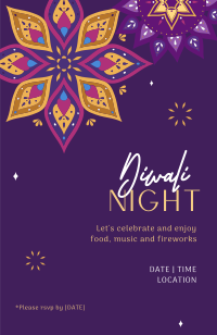 Colorful Diwali Night Invitation