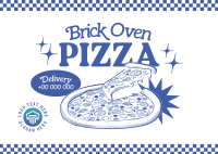 Retro Brick Oven Pizza Postcard