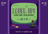 Retro 8bit Game Dev Course Postcard Design