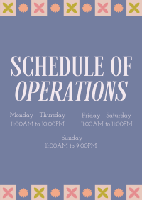 Floral Operating Hours Poster