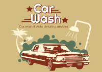 Vintage Carwash Postcard Design