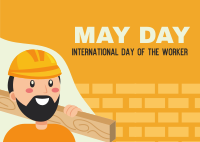 Construction May Day Postcard