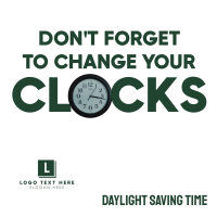 Daylight Saving Time Reminder Instagram Post Design