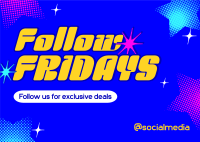 Follow Us Friday Postcard Design