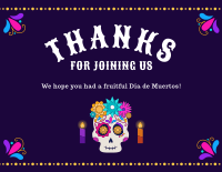 Sugar Skull and Flowers Thank You Card Image Preview