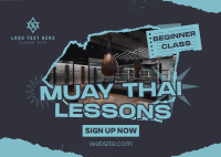 Muay Thai Lessons Postcard Design