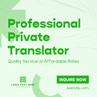 Professional Private Translator Instagram Post Design