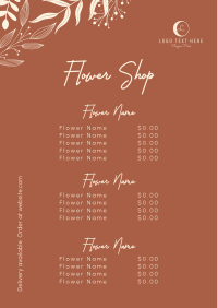 Fancy Flower Shop Menu