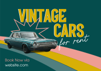 Vintage Car Rental Postcard Image Preview