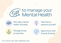 Mental Health Tips Postcard