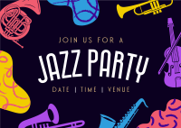 Groovy Jazz Party Postcard Design