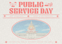 Retro Minimalist Public Service Day Postcard