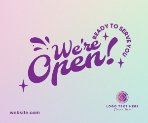 We're Open Funky Facebook Post Image Preview