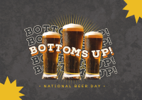 Bottoms Up this Beer Day Postcard