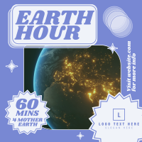 Retro Earth Hour Reminder Instagram Post