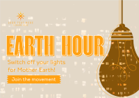 Earth Hour Light Bulb Postcard Design