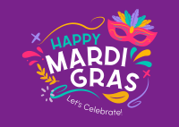 Mardi Gras Mask Postcard