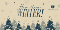 Hey There Winter Greeting Twitter Post Design