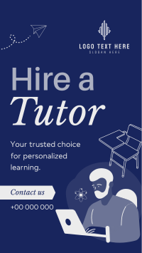 Tutor for Hire Facebook Story Design