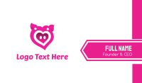 Pink Pig Love Heart Business Card Design