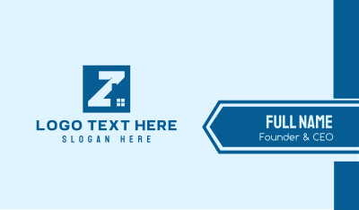 Blue Housing Letter Z Business Card Image Preview