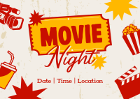 Retro Movie Night Postcard Image Preview