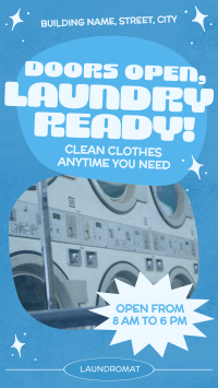 Retro Laundromat We're Open Instagram Reel Design