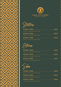 Fancy Indian Restaurant Menu