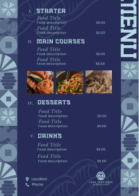 Oriental Pattern Cuisine Menu Design