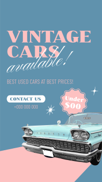 Vintage Cars Available Facebook Story