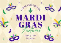 Mardi Gras Festival Postcard