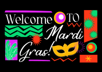 Mardi Gras Mask Welcome Postcard