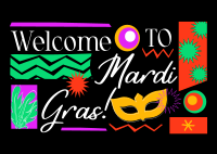 Mardi Gras Mask Welcome Postcard Image Preview