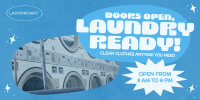 Retro Laundromat We're Open Twitter Post Design