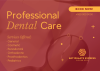 Professional Dental Care Services Postcard