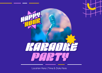 Karaoke Party Hours Postcard