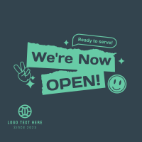 We're Open Stickers Instagram Post Design