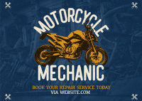 Retro Motorcycle Mechanic Postcard