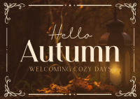 Hello Autumn Greeting Postcard Design